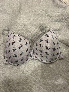 Gray Logo Print T-Shirt Bra